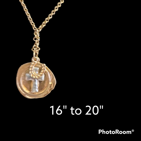 NWT- Chuns Fashion Gold Tone Cross Necklace Adjustable 16 to 20" - Picture 3 of 6